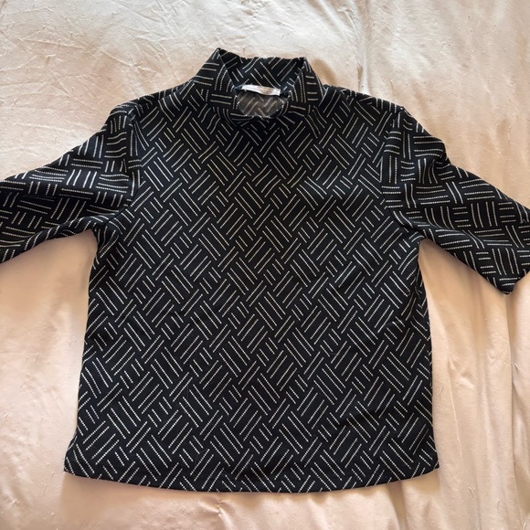 Zara Trafaluc Black White Geometric Mock Neck Top Fall Winter Collection Size M - Picture 6 of 9